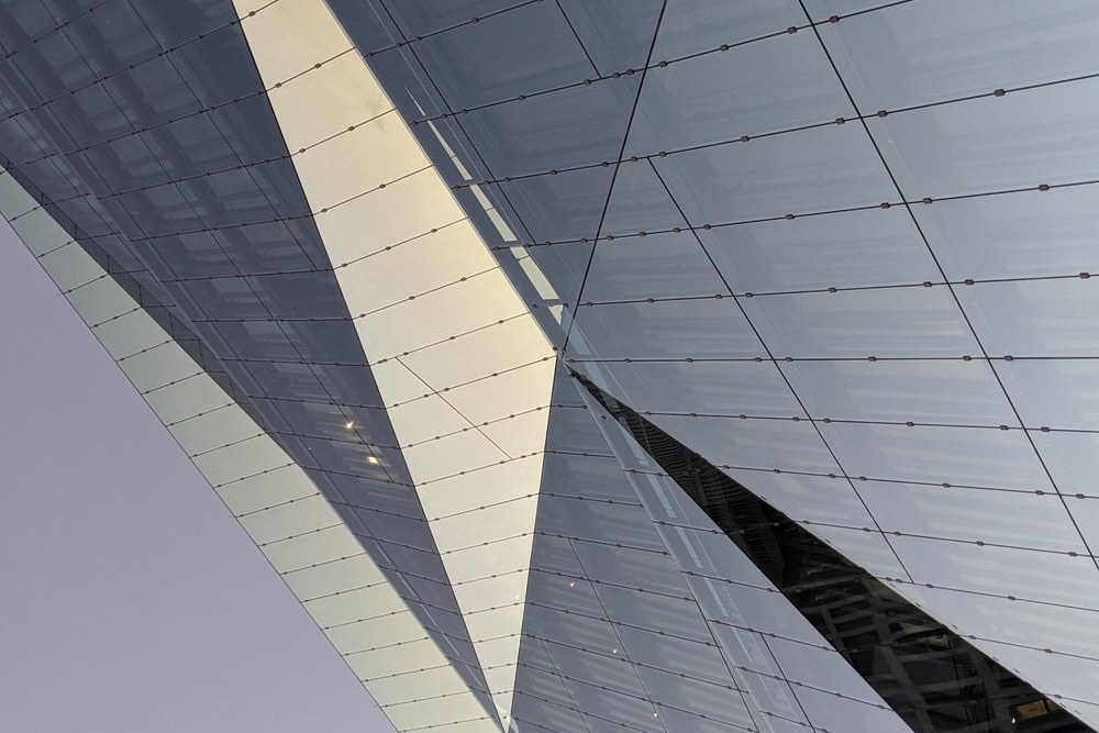 The glazed double-skin facade of Cube Berlin